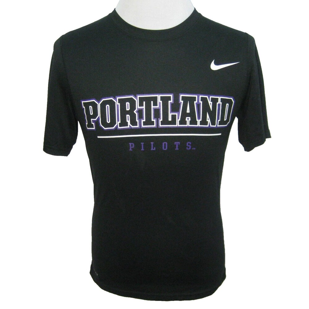 University of PORTLAND PILOTS Mens Small Black Nike Short Sleeve Dri-Fit T-Shirt